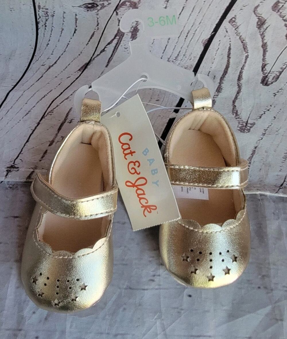 Target Cat & Jack Girls 3-6 Month Gold Ballet Shoes New